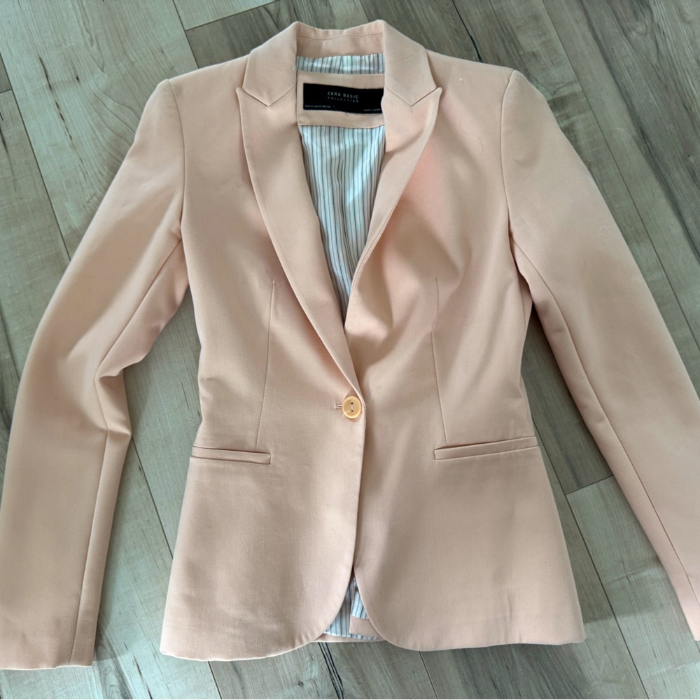 Zara Pink Women's Blazer peach and light pink color - beige